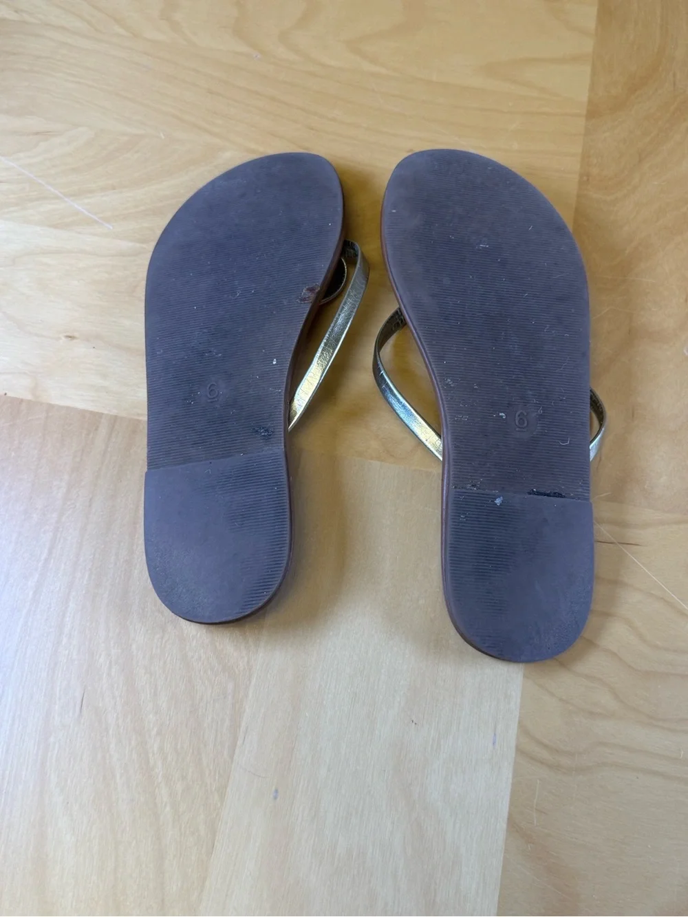 Shade & Shore Women's Brown Flip Flop Sandals with Metallic Straps